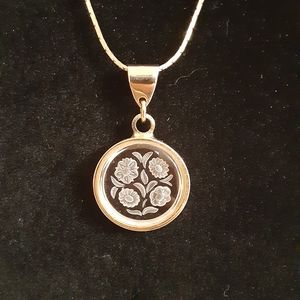 Etched Glass floral pendant necklace